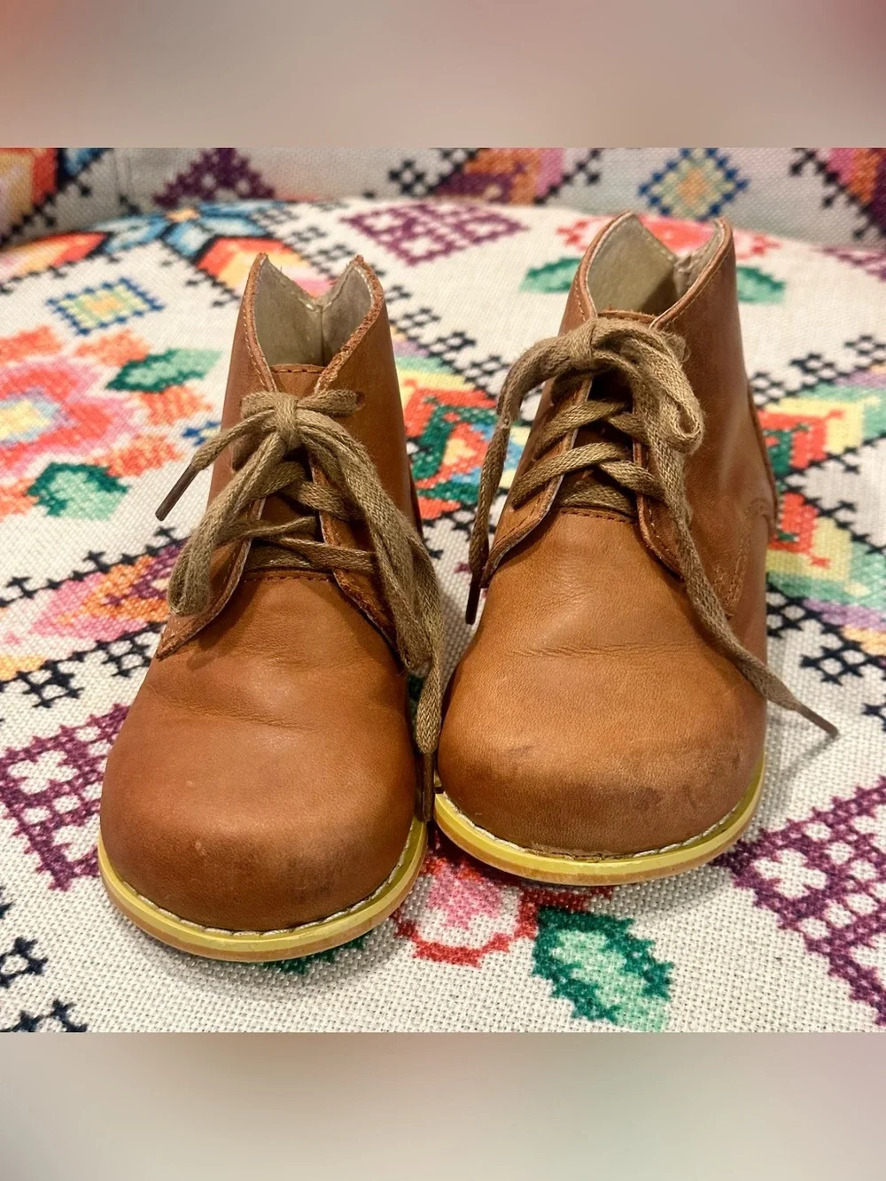 Leather Vintage Look Shrimp & Grits Kids Brown Boots | Size 7 but Fits Like 6